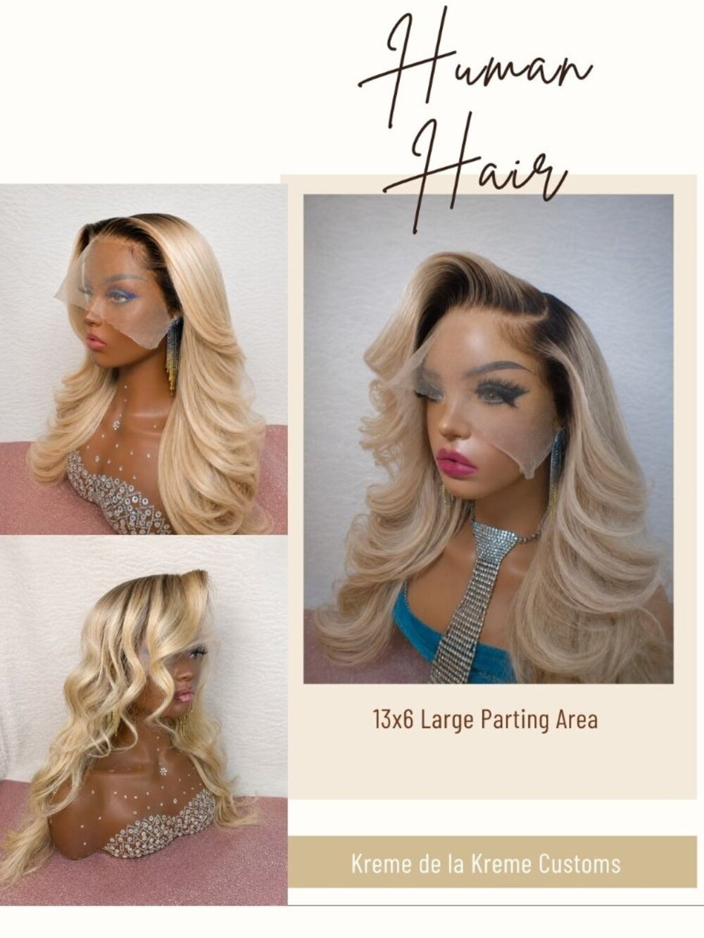 Custom Blonde Balayage Human Hair Lace Front Wig 13x6 HD Lace 20”